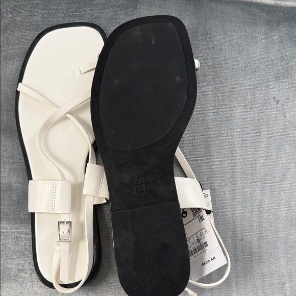 Zara Cream Strappy Sandals with Silver Accent - Picture 3 of 7